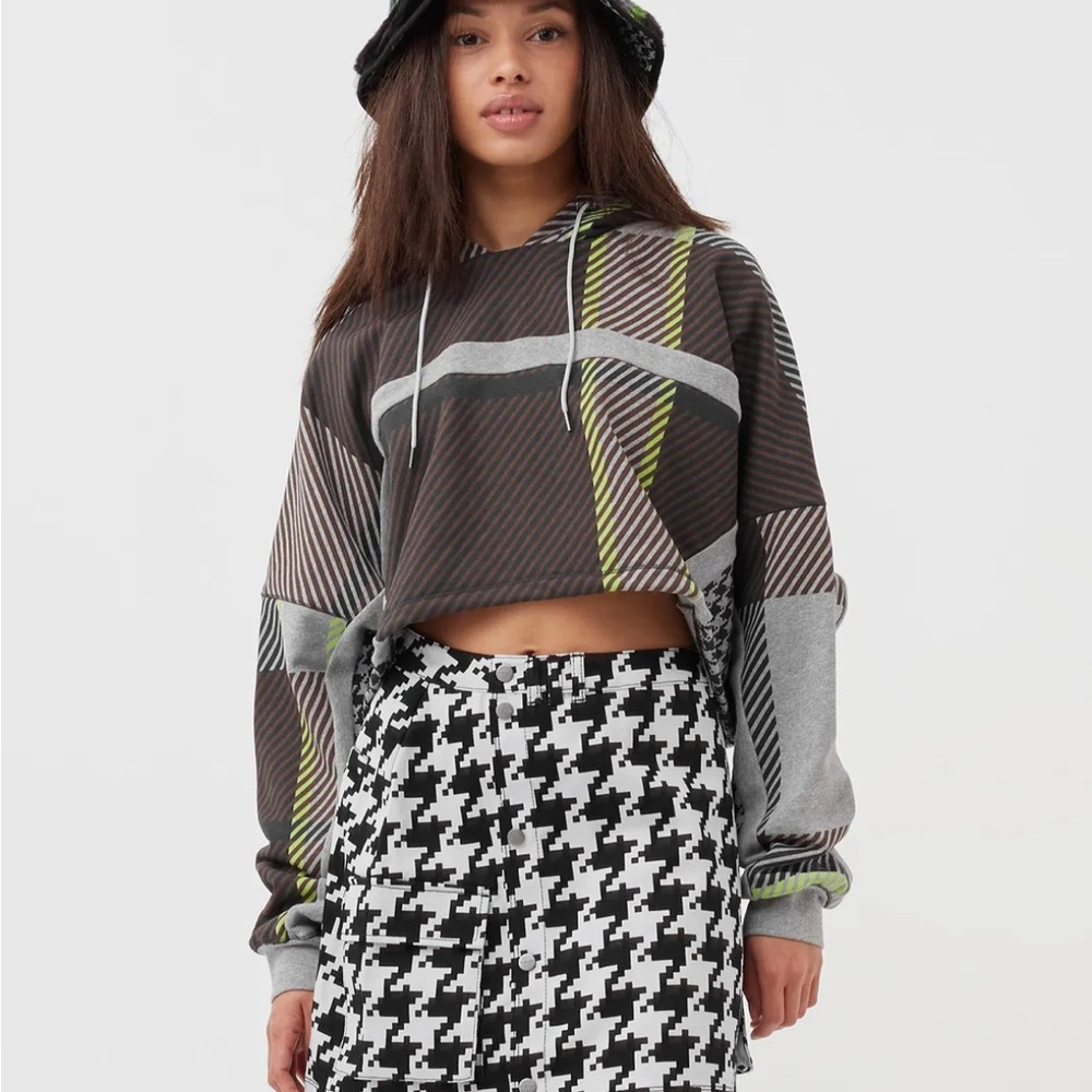 Stylish Gray and Green Women's Hoodie